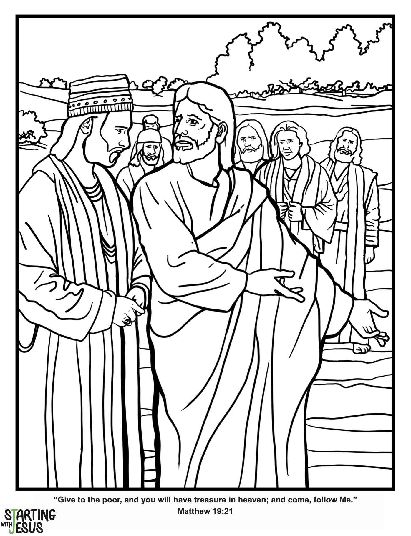 Jesus And Rich Young Ruler Coloring Page
